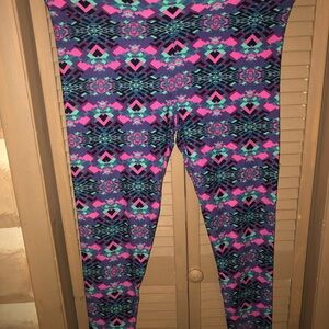LuLaRoe Vibrant Pink and Blue Leggings